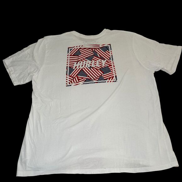 Hurley White Red Blue Patriotic Logo Graphic T-Shirt Men XXL White 4th Of July - Picture 3 of 4